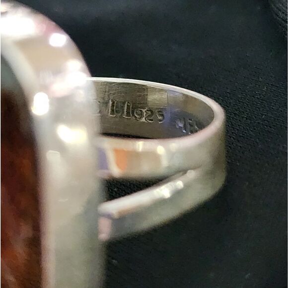 🐢 Solid 925 sterling silver Iridescent Dichroic Glass open ring - Picture 2 of 3